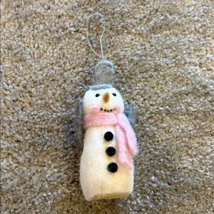 Snowman Ornament with Pink Scarf